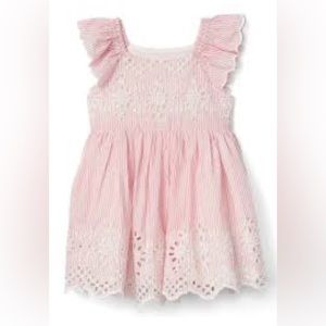 Baby Gap Pink Striped Eyelet Dress👗Sz 6-12M